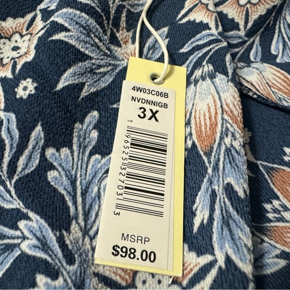 Max Studio London Navy Nigella Blooms Wide Leg Womens Pant w/pockets - Picture 7 of 9